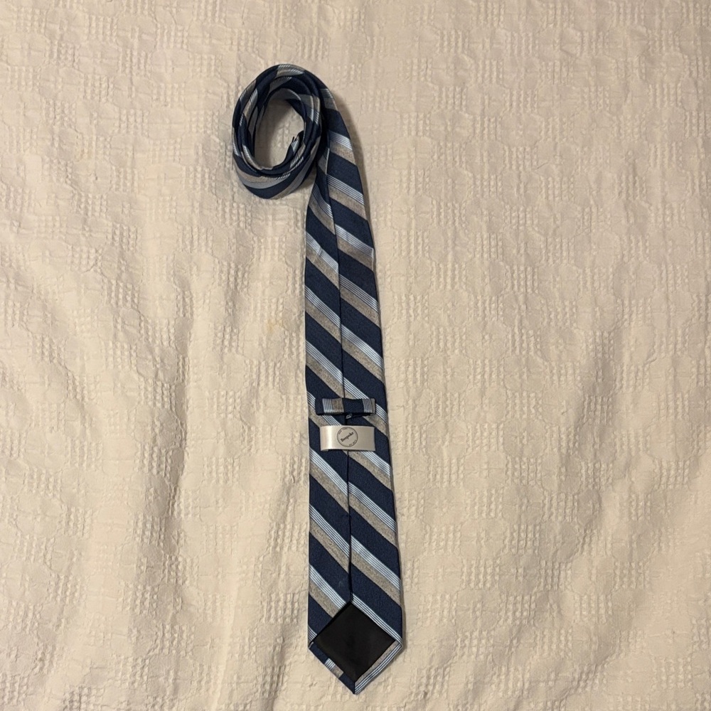 Bespoke Navy and Silver Striped Tie